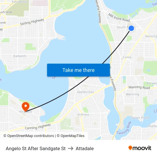 Angelo St After Sandgate St to Attadale map