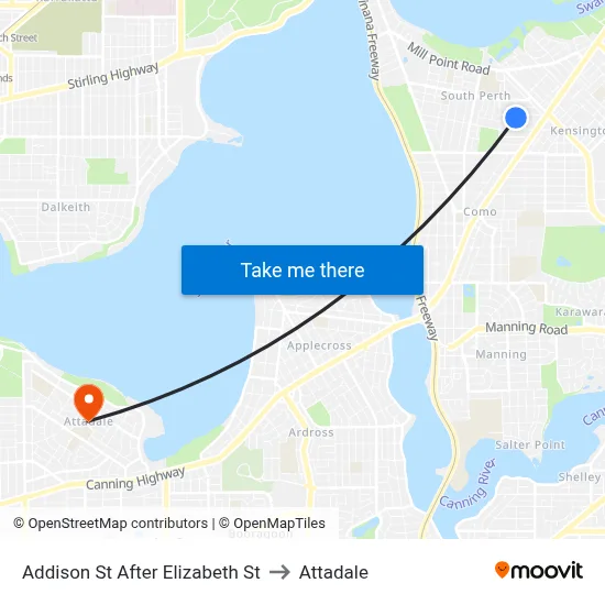 Addison St After Elizabeth St to Attadale map