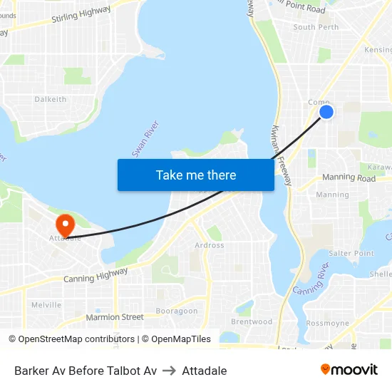 Barker Av Before Talbot Av to Attadale map
