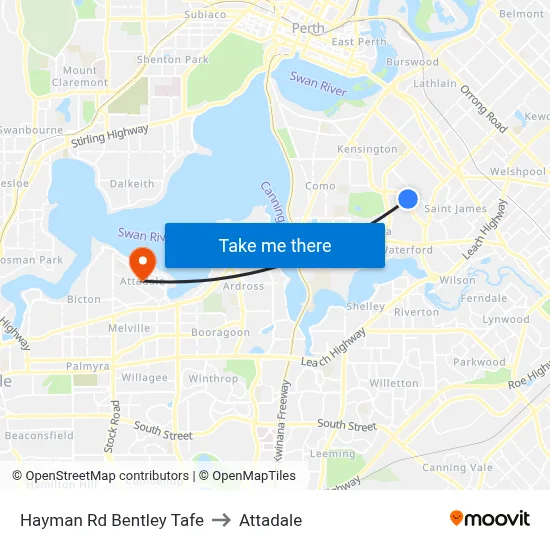 Hayman Rd Bentley Tafe to Attadale map