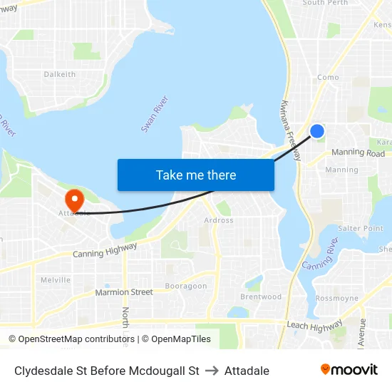 Clydesdale St Before Mcdougall St to Attadale map