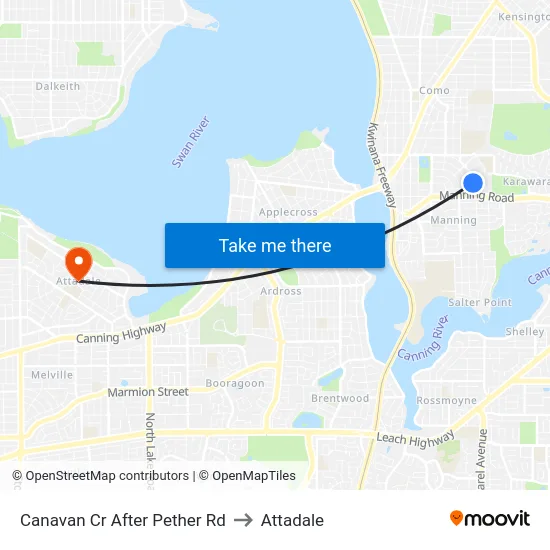 Canavan Cr After Pether Rd to Attadale map