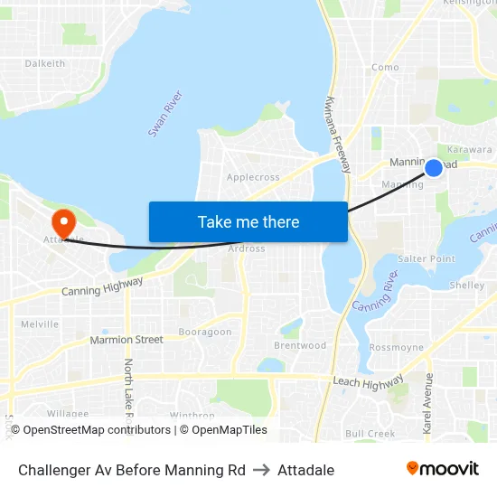 Challenger Av Before Manning Rd to Attadale map
