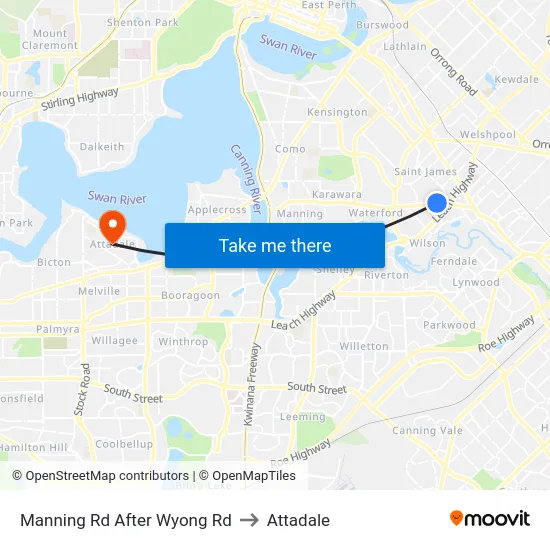 Manning Rd After Wyong Rd to Attadale map