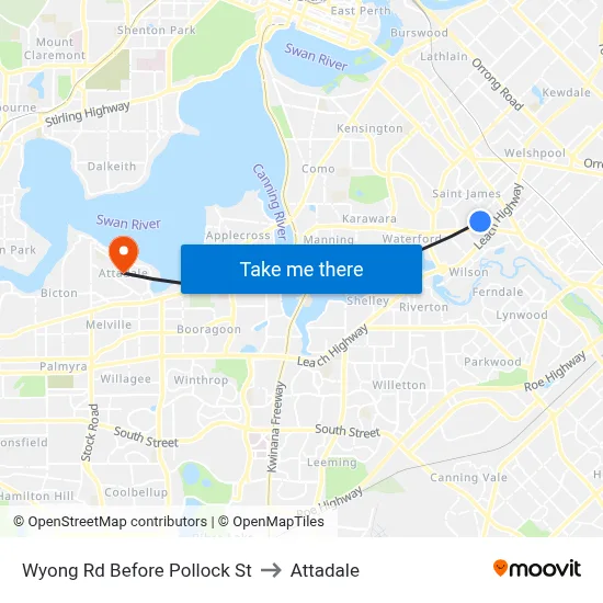 Wyong Rd Before Pollock St to Attadale map