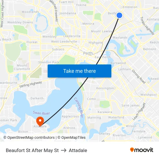 Beaufort St After May St to Attadale map