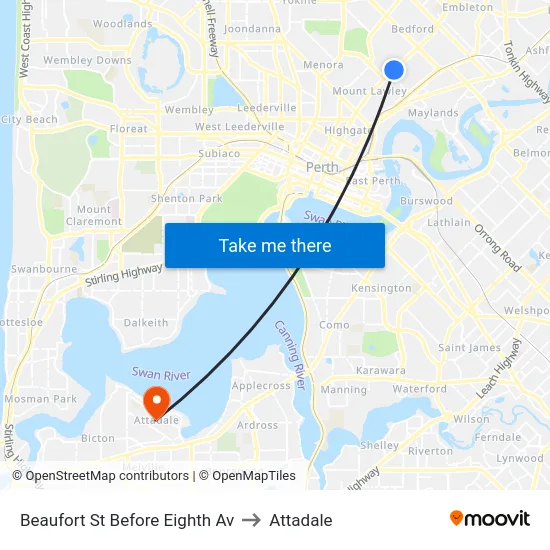 Beaufort St Before Eighth Av to Attadale map