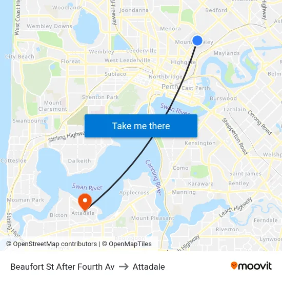 Beaufort St After Fourth Av to Attadale map