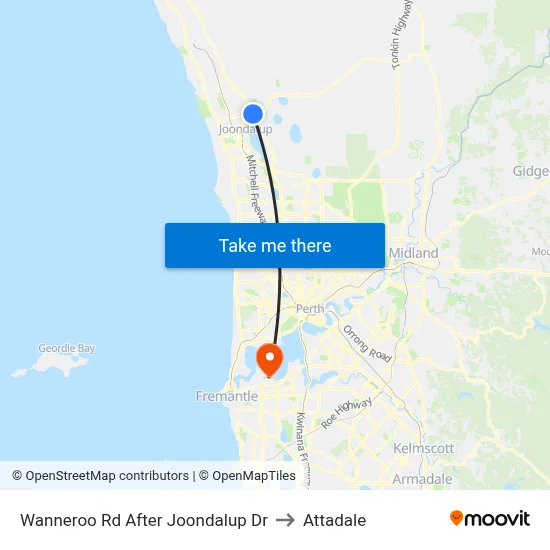 Wanneroo Rd After Joondalup Dr to Attadale map