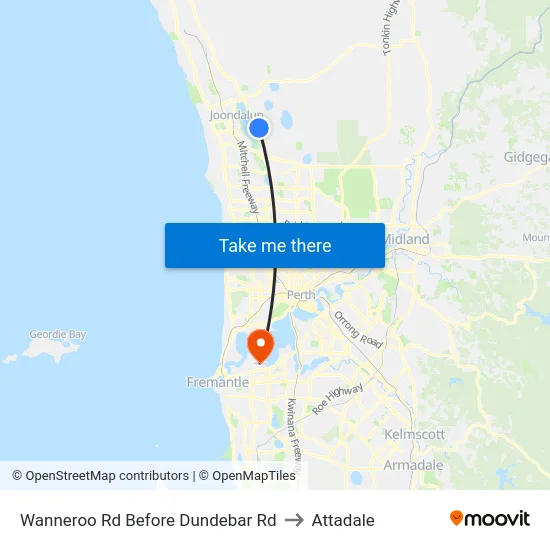 Wanneroo Rd Before Dundebar Rd to Attadale map