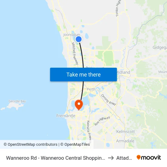 Wanneroo Rd - Wanneroo Central Shopping Ctr to Attadale map