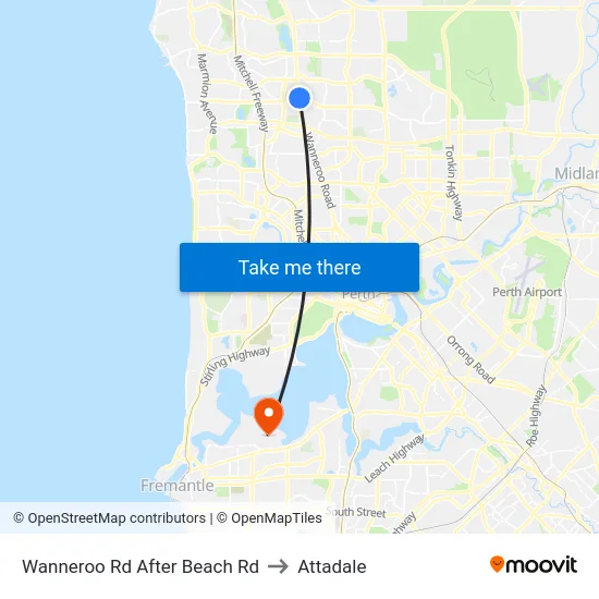 Wanneroo Rd After Beach Rd to Attadale map