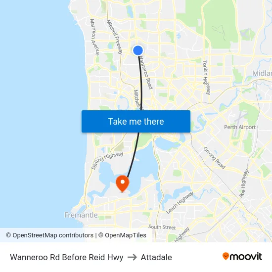 Wanneroo Rd Before Reid Hwy to Attadale map