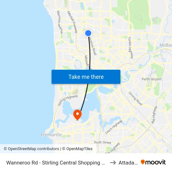 Wanneroo Rd - Stirling Central Shopping Ctr to Attadale map