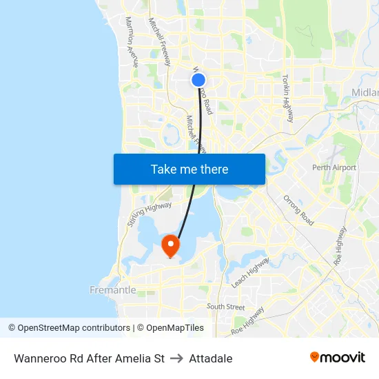 Wanneroo Rd After Amelia St to Attadale map