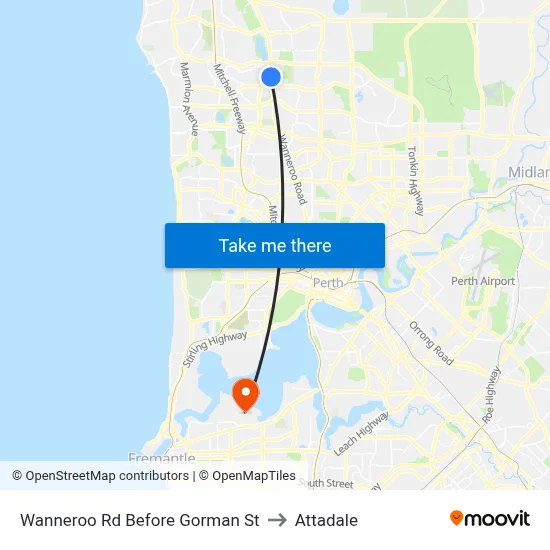 Wanneroo Rd Before Gorman St to Attadale map