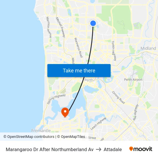 Marangaroo Dr After Northumberland Av to Attadale map