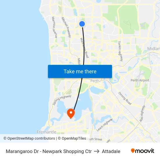 Marangaroo Dr - Newpark Shopping Ctr to Attadale map