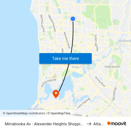 Mirrabooka Av - Alexander Heights Shopping Ctr Stand 2 to Attadale map