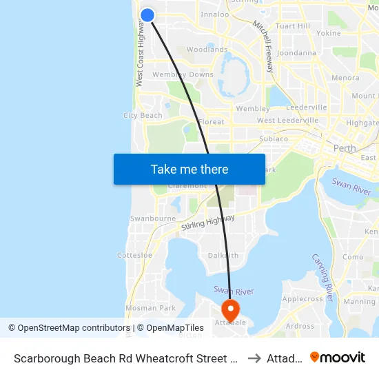 Scarborough Beach Rd Wheatcroft Street Cat Id 22 to Attadale map