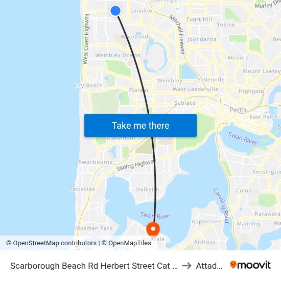 Scarborough Beach Rd Herbert Street Cat Id 27 to Attadale map