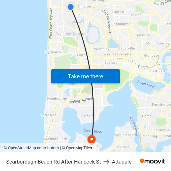 Scarborough Beach Rd After Hancock St to Attadale map