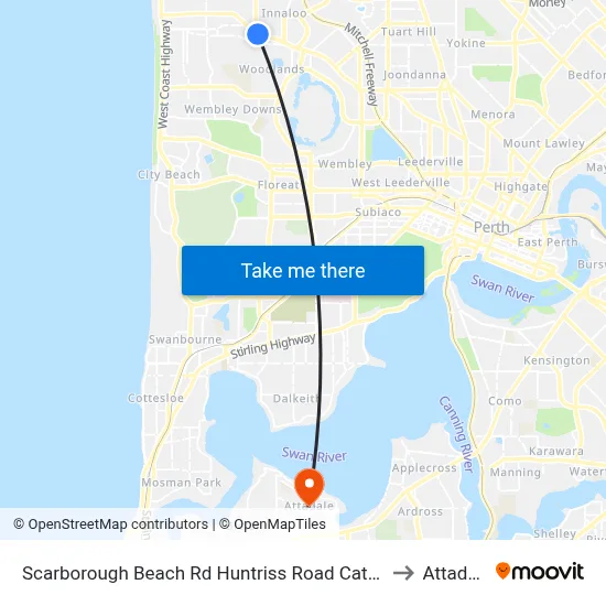 Scarborough Beach Rd Huntriss Road Cat Id 31 to Attadale map