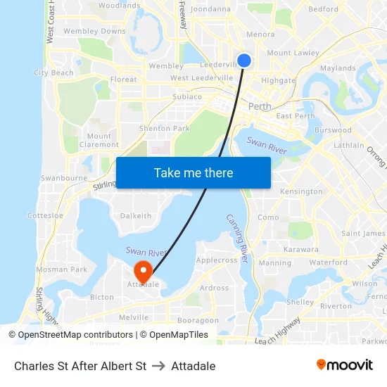 Charles St After Albert St to Attadale map