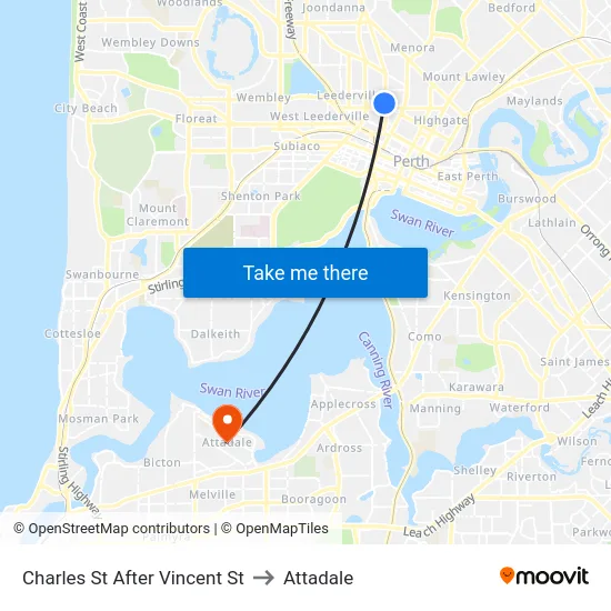 Charles St After Vincent St to Attadale map