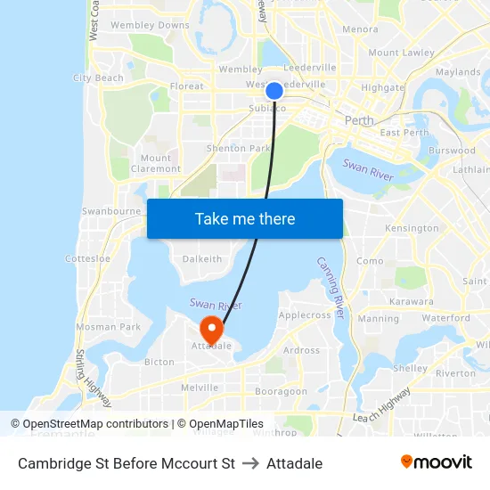 Cambridge St Before Mccourt St to Attadale map