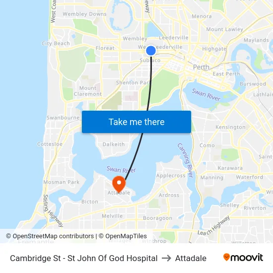 Cambridge St - St John Of God Hospital to Attadale map