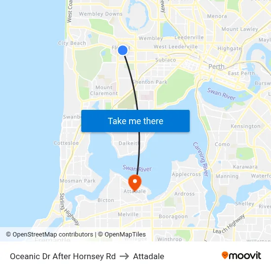 Oceanic Dr After Hornsey Rd to Attadale map