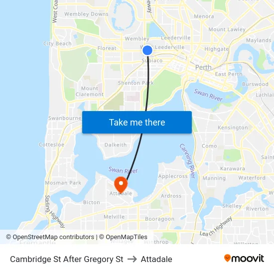 Cambridge St After Gregory St to Attadale map