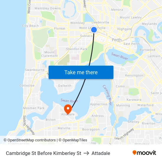 Cambridge St Before Kimberley St to Attadale map