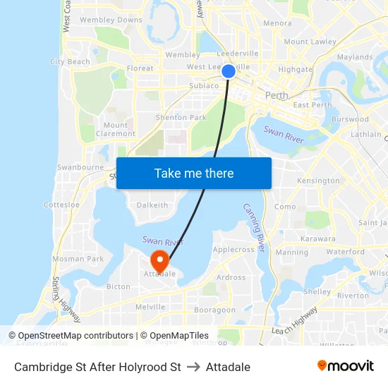Cambridge St After Holyrood St to Attadale map