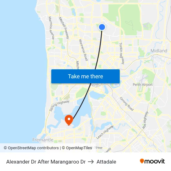 Alexander Dr After Marangaroo Dr to Attadale map