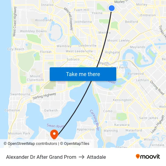 Alexander Dr After Grand Prom to Attadale map