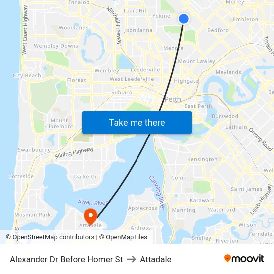 Alexander Dr Before Homer St to Attadale map