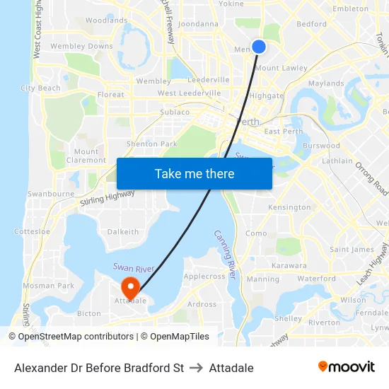 Alexander Dr Before Bradford St to Attadale map