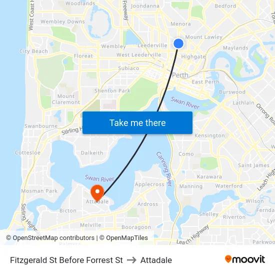 Fitzgerald St Before Forrest St to Attadale map