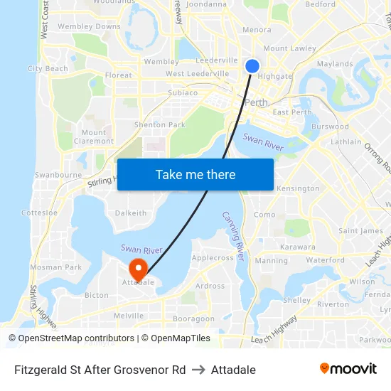 Fitzgerald St After Grosvenor Rd to Attadale map