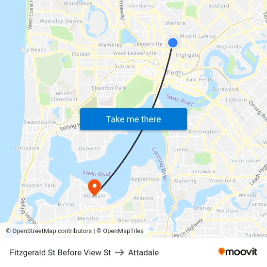 Fitzgerald St Before View St to Attadale map