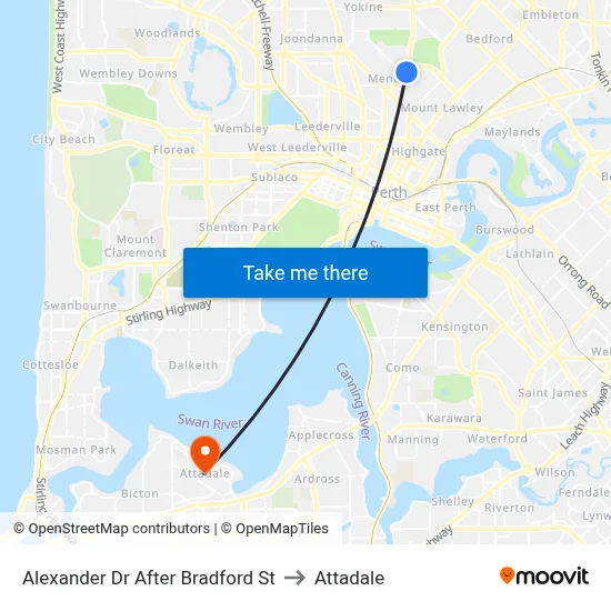 Alexander Dr After Bradford St to Attadale map