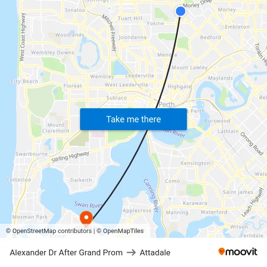 Alexander Dr After Grand Prom to Attadale map