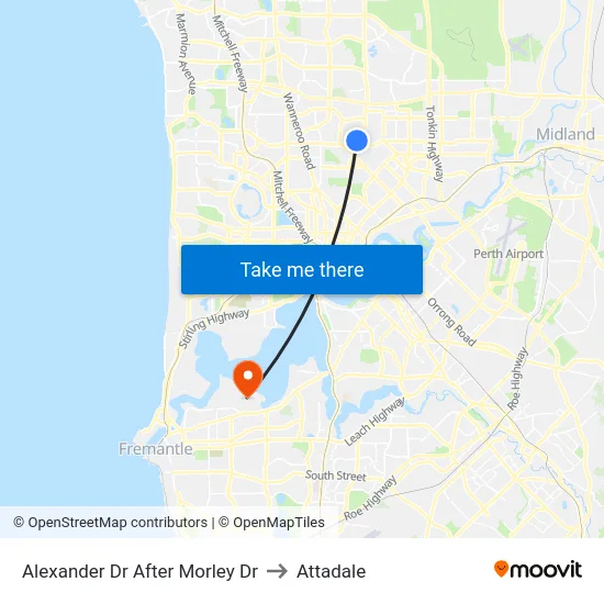 Alexander Dr After Morley Dr to Attadale map
