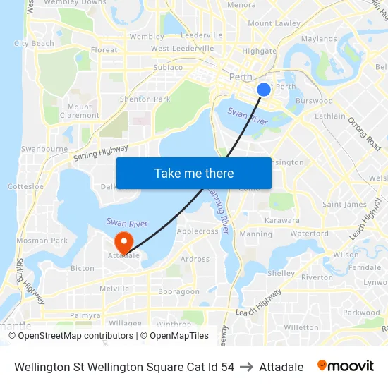 Wellington St Wellington Square Cat Id 54 to Attadale map
