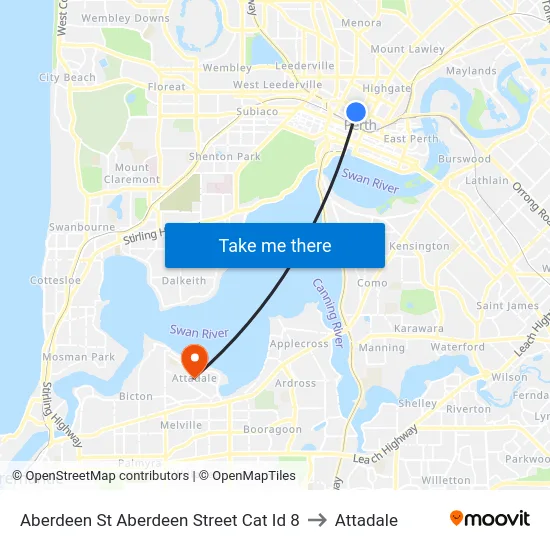Aberdeen St Aberdeen Street Cat Id 8 to Attadale map