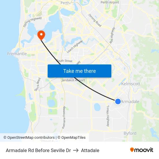 Armadale Rd Before Seville Dr to Attadale map