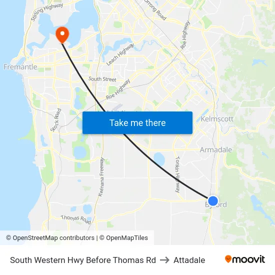 South Western Hwy Before Thomas Rd to Attadale map