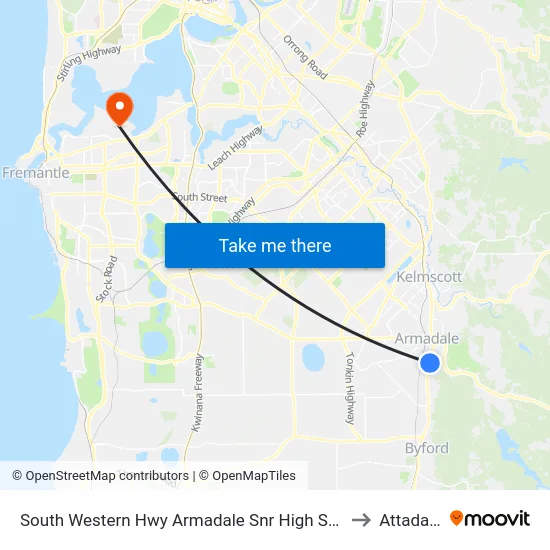South Western Hwy Armadale Snr High Sch to Attadale map